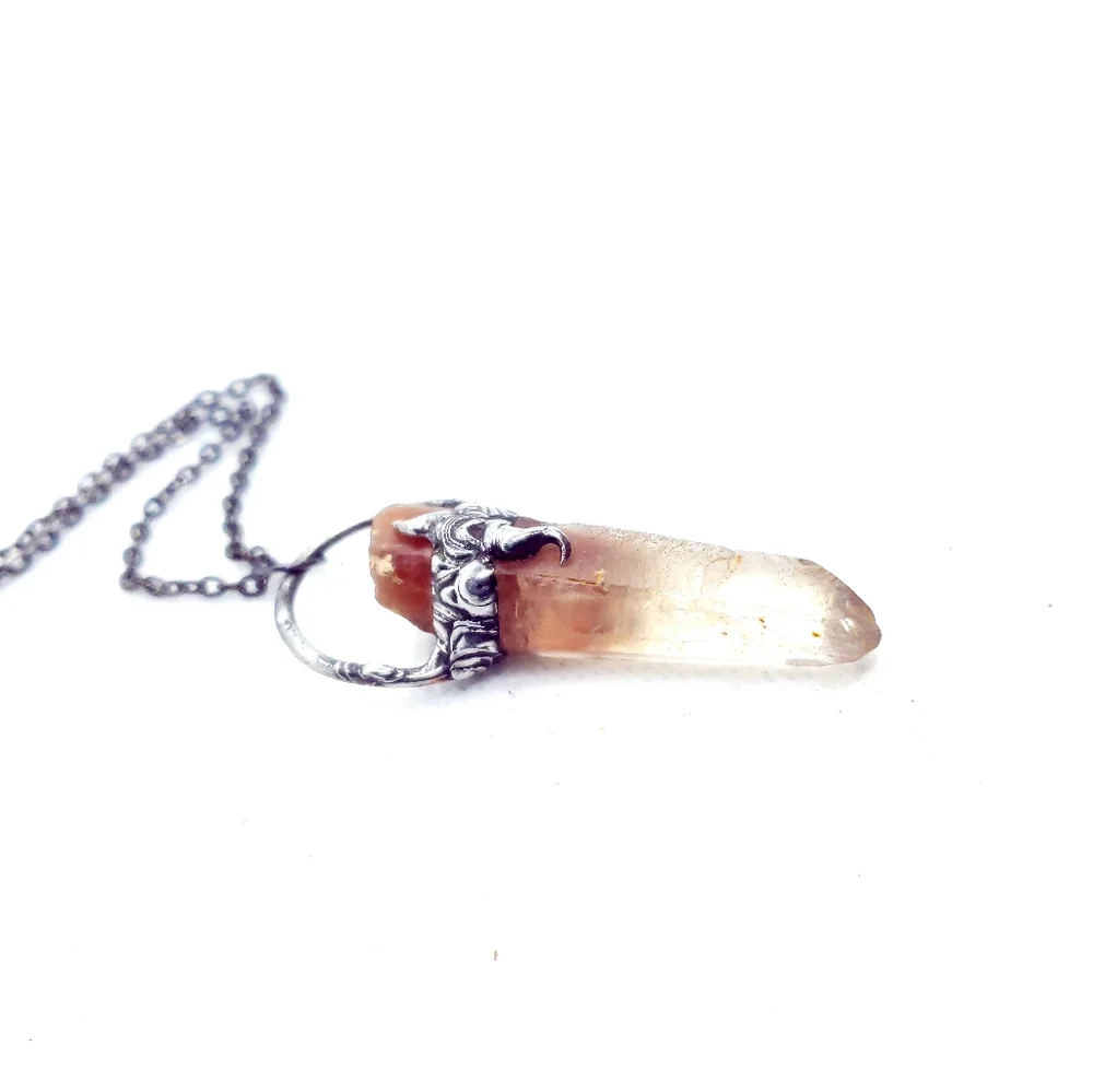 Red ghost quartz crystal necklace